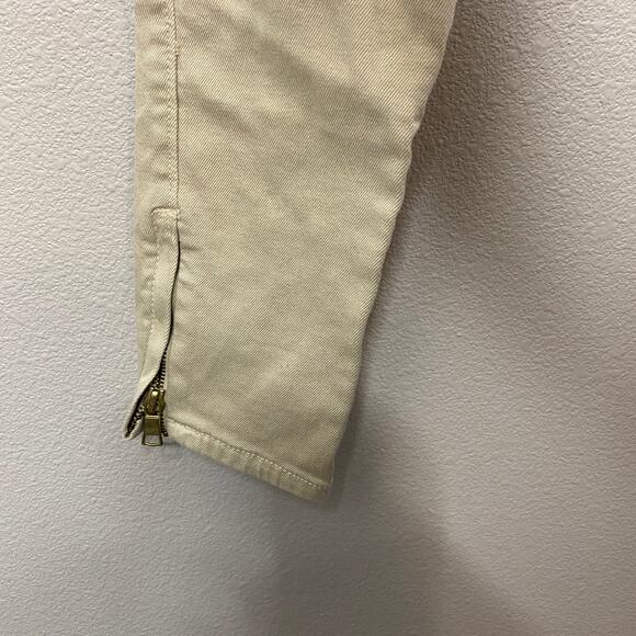 Zara Trafaluc Tan Moto Zip Skinny Jeans Size 6 - Picture 8 of 9